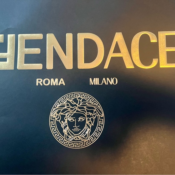 22 x 18.5 Fendi x Versace Fendace Paper Shopping Bag Gift Black & Gold - Picture 4 of 4